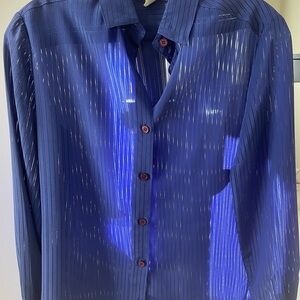 New York Long Sleeve Button Up Semi Sheer Blouse size 4